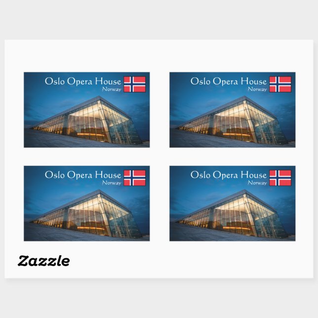 Sticker Rectangulaire Opéra d'Oslo (Feuille)
