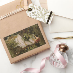 Sticker Rectangulaire Ophelia au bord de l'étang de John William Waterho