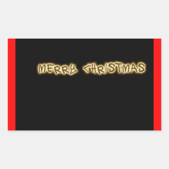 Sticker Rectangulaire or de noël joyeux (Devant)