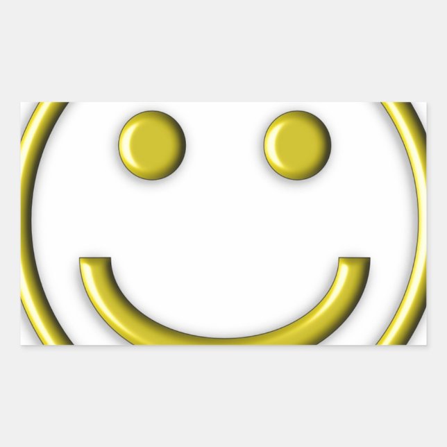 Sticker Rectangulaire Or Jaune souriant visage souriant Emoji drôle (Devant)
