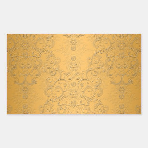 Sticker Rectangulaire Or plaqué simulé avec motif orné en relief