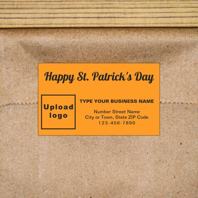 Sticker Rectangulaire Orange Color Saint Patrick Business (Business brand with Saint Patrick greeting on orange rectangle sticker)