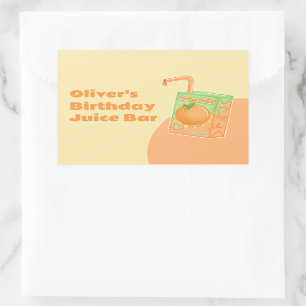 Sticker Rectangulaire Orange Juice Box fête d'anniversaire