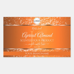 Sticker Rectangulaire Orange Logo Argent Initiales Parties scintillant É