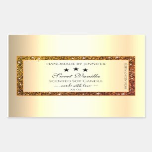 Sticker Rectangulaire Orange Parties scintillant étincelante Produit Éti