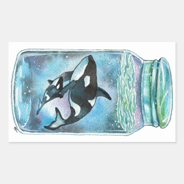 Sticker Rectangulaire Orca dans le Jar (Devant)