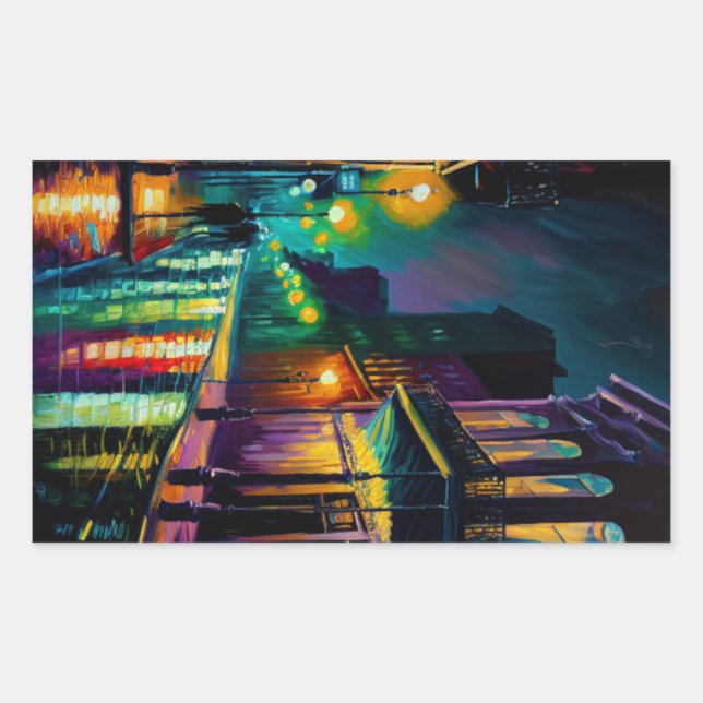 Sticker Rectangulaire Ordinateur portable/réfrigérateur Bourbon Street N (Devant)