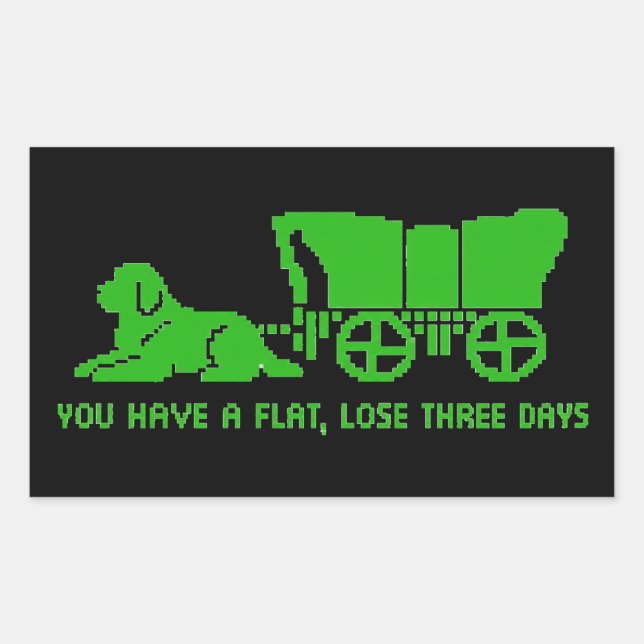 Sticker Rectangulaire Oregon Trail Terre-Neuve plat style newf  (Devant)