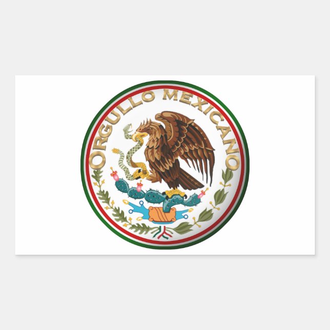 Sticker Rectangulaire Orgullo Mexicano (aigle du drapeau mexicain) (Devant)