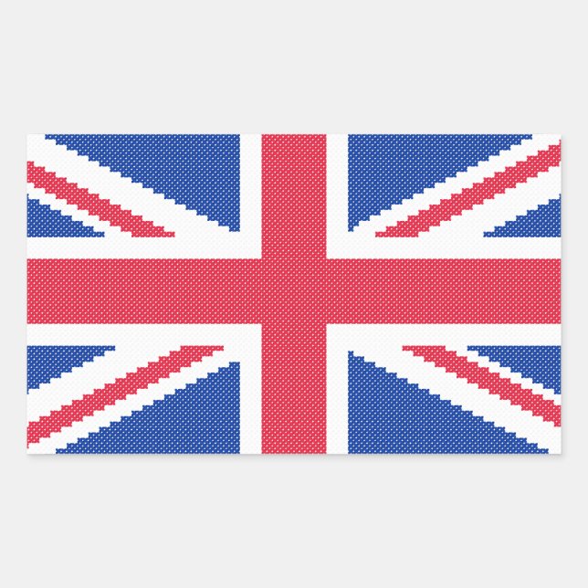 Sticker Rectangulaire Original cross-stitch design Union Jack (Devant)
