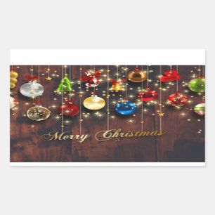 Sticker Rectangulaire Ornement de Noël et flocons de neige