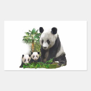 Sticker Rectangulaire Ornement en métal d'art d'ours panda et oursons