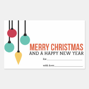 Sticker Rectangulaire Ornements de Noël