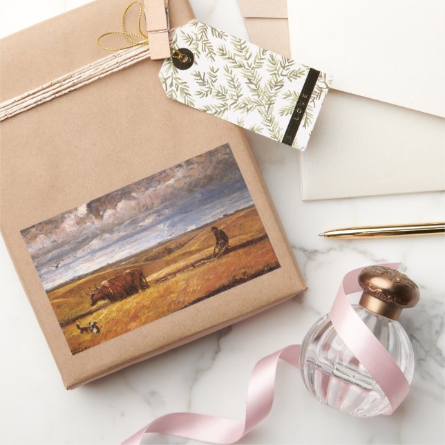 Sticker Rectangulaire Os de bison nivelés par Harvey Thomas Dunn (Cadeaux)