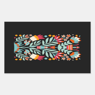 Sticker Rectangulaire Otomi Flower Motif mexicain Floral Art