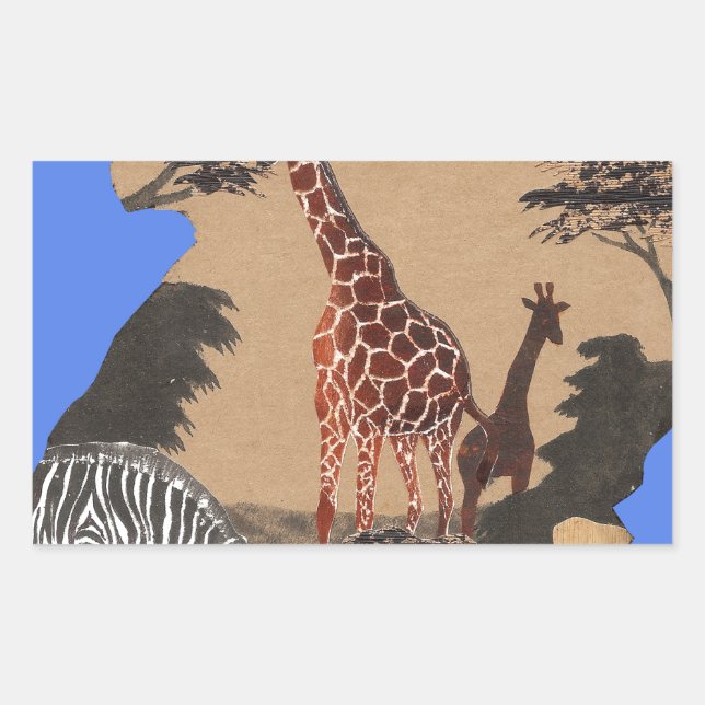 Sticker Rectangulaire Ouganda - Carte de la faune - Imprimer (Devant)