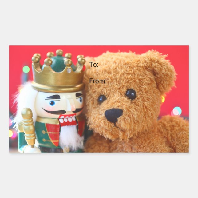 Sticker Rectangulaire Ours en peluche et caboteur (Devant)