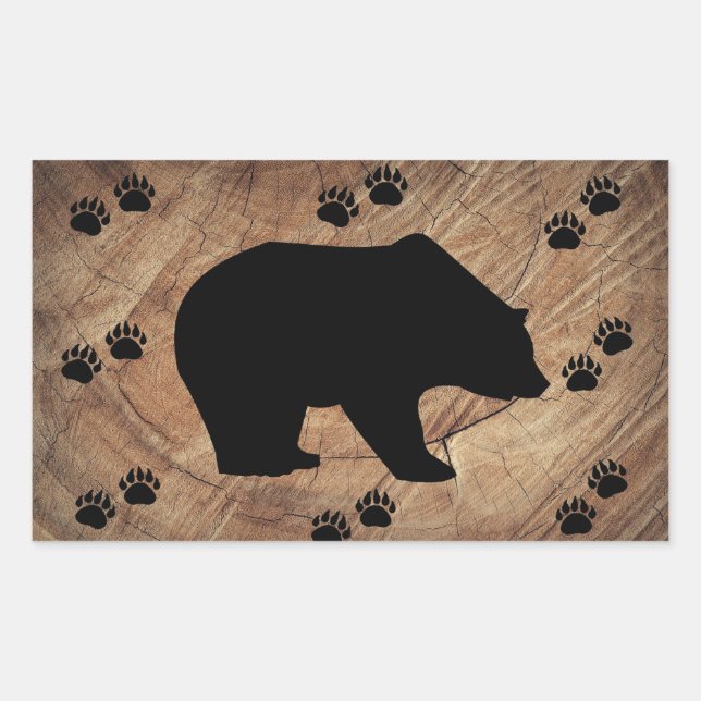 Sticker Rectangulaire Ours Noir Et Paniers Ours (Devant)