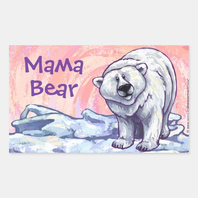 Sticker Rectangulaire Ours polaire mignon pour maman (Devant)