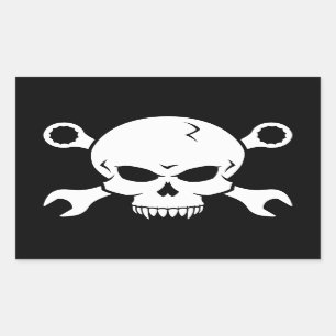 Sticker Rectangulaire Outils du crâne des "n" - vissez le pirate 2 (le