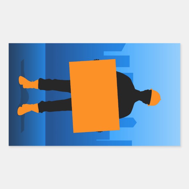 Sticker Rectangulaire Ouvrier du bâtiment (Devant)