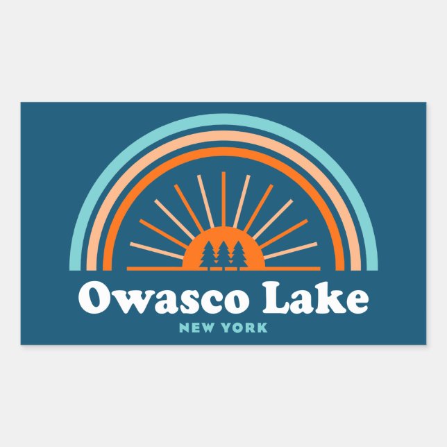 Sticker Rectangulaire Owasco Lake New York Rainbow (Devant)
