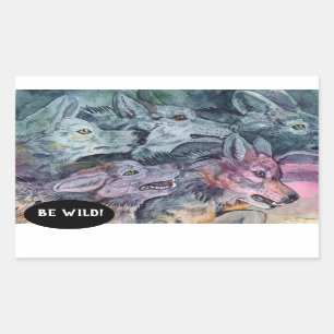Sticker Rectangulaire Pack Wolf aquarelle