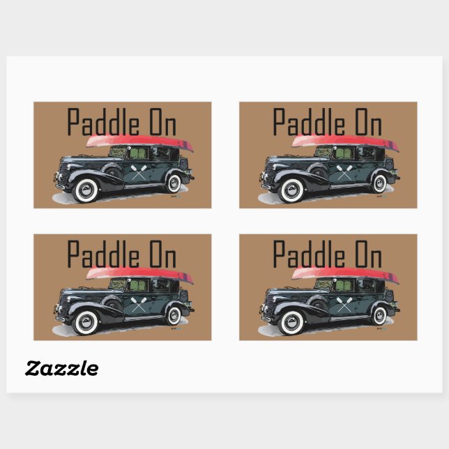 Sticker Rectangulaire Pagaie Sur Conception De Voiture Classique - Stick (Feuille)