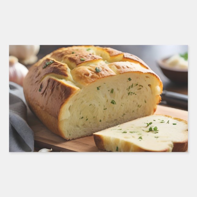 Sticker Rectangulaire Pain d'ail sur le boucher (Devant)