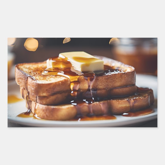 Sticker Rectangulaire Pain perdu avec beurre et sirop (Devant)