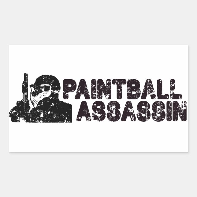 Sticker Rectangulaire Paintballing Assassin (Devant)