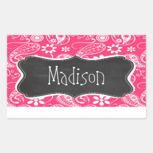 Sticker Rectangulaire Paisson rose chaud; tableau de bord Vintage