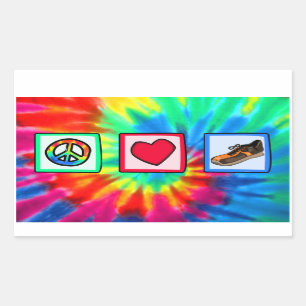 Sticker Rectangulaire Paix, amour, fonctionnant