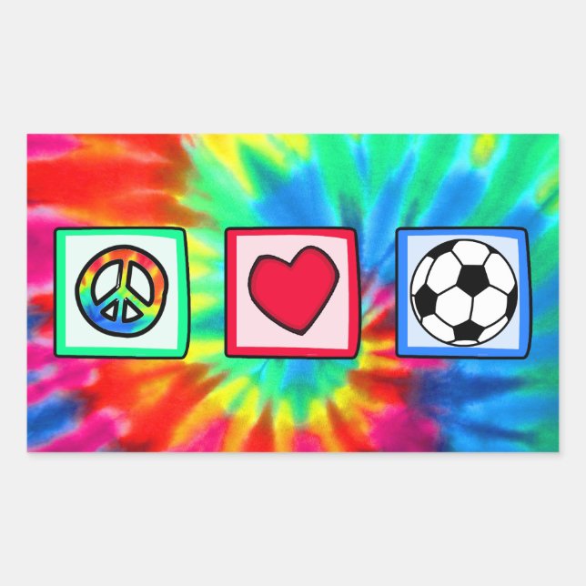 Sticker Rectangulaire Paix, Amour, Football (Devant)