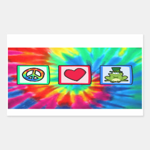 Sticker Rectangulaire Paix, Amour, Grenouille irlandaise