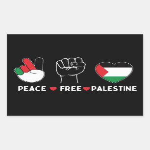 Sticker Rectangulaire paix amour palestine -liberté pour les palestinien