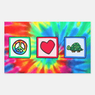 Sticker Rectangulaire Paix, Amour, Tortues