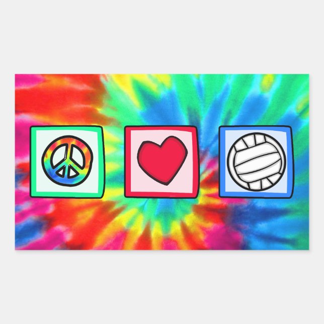 Sticker Rectangulaire Paix, Amour, Volley-ball (Devant)