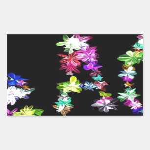 Sticker Rectangulaire "PAIX" dans l'art des fleurs Imprimer