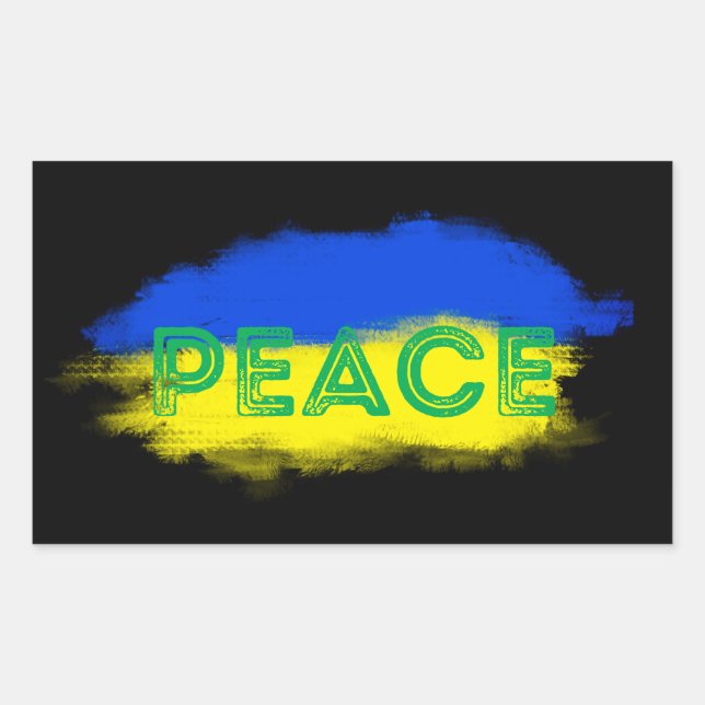 Sticker Rectangulaire PAIX pour l'Ukraine Pavillon ukrainien anti-guerre (Devant)