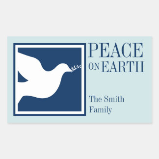 Sticker Rectangulaire Paix sur la terre blanc colombe bleu grand avantag