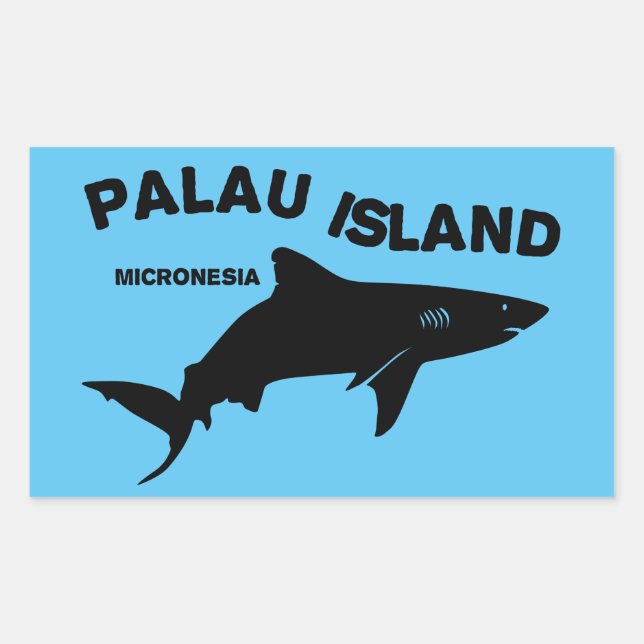 Sticker Rectangulaire Palau Island Plongée Sous-Marine Avec Requins (Devant)