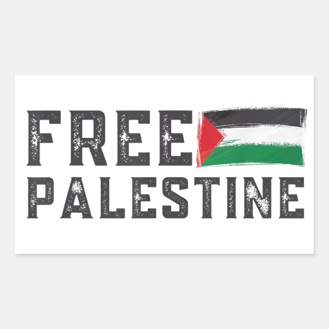 STICKER RECTANGULAIRE PALESTINE LIBRE, PALESTINE GAZA LIBRE (Devant)
