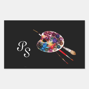 Sticker Rectangulaire PALETTE DE COULEUR, Monogramme noir