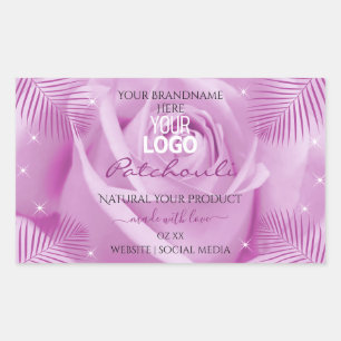 Sticker Rectangulaire Palme de Rose violet Palme Feuille Produit Logo Ét
