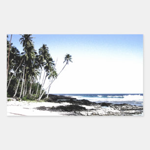 Sticker Rectangulaire Palmiers exotiques & Plage Paradise