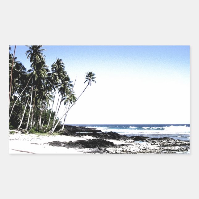 Sticker Rectangulaire Palmiers exotiques & Plage Paradise (Devant)