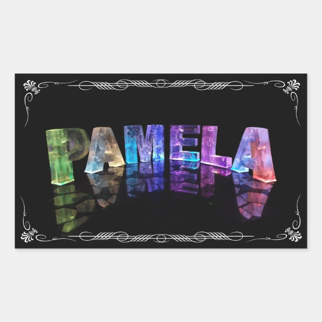 Sticker Rectangulaire Pamela - Le nom Pamela en lumières 3D (Photo (Devant)