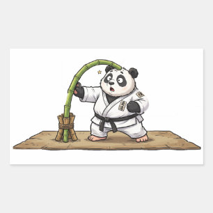 Sticker Rectangulaire Panda de karaté drôle Échec de l'art martial
