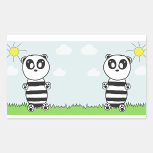 Sticker Rectangulaire Panda Enfants